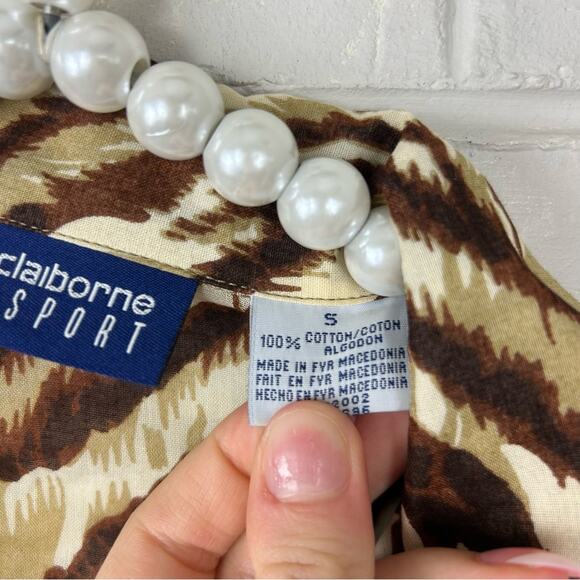 Vintage Liz Claiborne Liz Sport Animal Print Button Down Shirt Size S - Picture 5 of 6